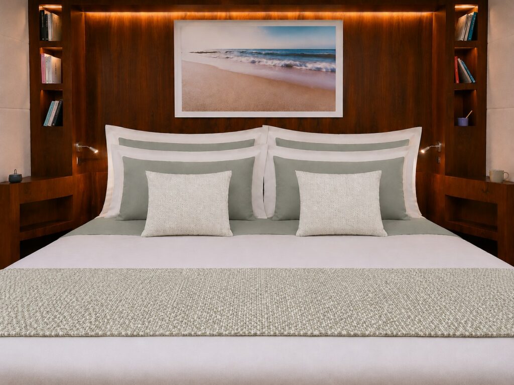 Linge de lit bateau Capri, vue de face